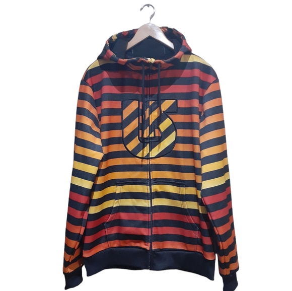 Burton Men's Dryride Colombo Hoodie Jacket 730070 Stripe Weatherproof Size Large - Picture 2 of 8
